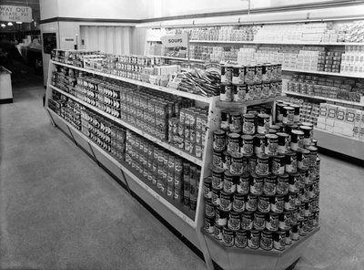 Soup Aisle, Woolworths Store, 1956 by English Photographer